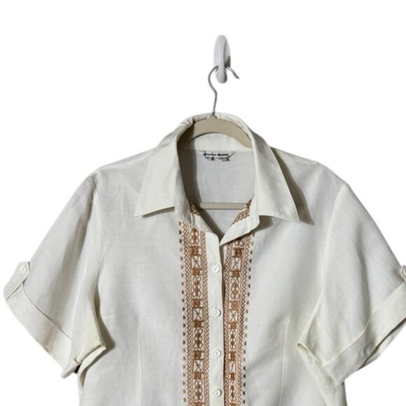 Vintage Womens Ramie Button Up Top & Pant Set Size 18 Beachy Lagom Lagenlook - Picture 3 of 13